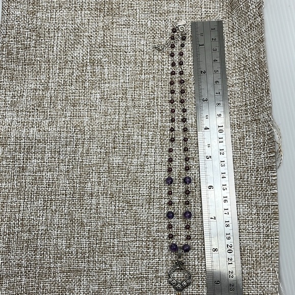 Vintage ✨ Sterling Silver Beaded Adjustable Necklace with Marcasite Pendant 💎 - Picture 8 of 14